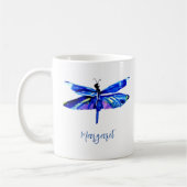 Eleganter Blauer Libelle Handgemalte Wasserfarbe Kaffeetasse (Links)