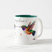 Eleganter Blauer Lila Hummingvogel individuell ang Zweifarbige Tasse (VorderseiteRechts)