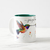 Eleganter Blauer Lila Hummingvogel individuell ang Zweifarbige Tasse (Vorderseite Links)