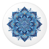 Eleganter blauer Mandala Keramikknauf (Vorderseite)
