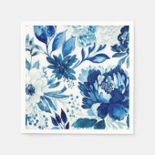Eleganter blauer Marinegarten mit Blumen. Botanisc Serviette (Vorderseite)