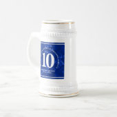 Eleganter blauer Marmor 10 Jahre Arbeit Jubiläum Bierglas (Vorderseite Links)
