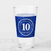 Eleganter blauer Marmor 10 Jahre Arbeit Jubiläum Glas (Rückseite)