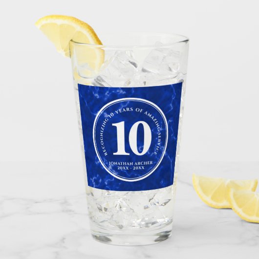 Eleganter blauer Marmor 10 Jahre Arbeit Jubiläum Glas (Vorderseite Ice)