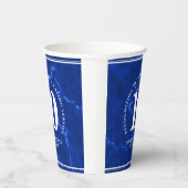 Eleganter blauer Marmor 10 Jahre Arbeit Jubiläum Pappbecher (Rechts)