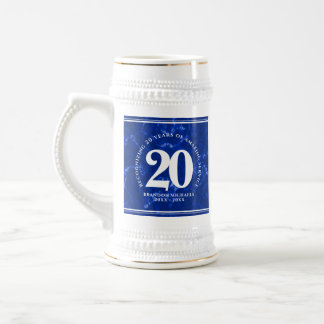 Eleganter blauer Marmor 20 Jahre Arbeit Jubiläum Bierglas