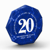Eleganter blauer Marmor 20 Jahre Arbeit Jubiläum Fotoblock (Links)