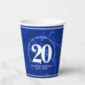 Eleganter blauer Marmor 20 Jahre Arbeit Jubiläum Pappbecher (Vorderseite)