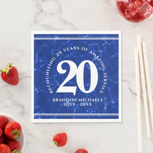 Eleganter blauer Marmor 20 Jahre Arbeit Jubiläum Serviette (Beispiel)