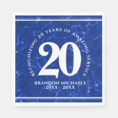 Eleganter blauer Marmor 20 Jahre Arbeit Jubiläum Serviette (Vorderseite)