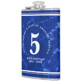 Eleganter blauer Marmor 5 Jahre Arbeit Jubiläum Flachmann (Links)