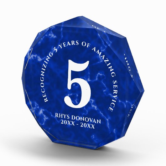 Eleganter blauer Marmor 5 Jahre Arbeit Jubiläum Fotoblock (Rechts)