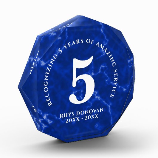 Eleganter blauer Marmor 5 Jahre Arbeit Jubiläum Fotoblock (Links)