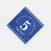 Eleganter blauer Marmor 5 Jahre Arbeit Jubiläum Serviette (Ecke)