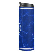 Eleganter blauer Marmor 5 Jahre Arbeit Jubiläum Thermosbecher (Nach rechts gedreht)