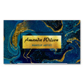 Eleganter blauer Marmor Imitat Gold Glitzer Magnetische Visitenkarte (Vorderseite)