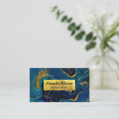 Eleganter blauer Marmor Imitat Gold Glitzer Visitenkarte (Stehend Vorderseite)