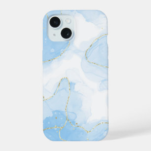 Eleganter blauer Marmor iPhone 15 Hülle
