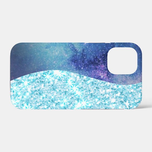 Eleganter blauer Moderner Gradientenstar Glitzer Case-Mate iPhone Hülle (Rückseite (Horizontal))