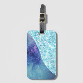 Eleganter blauer Moderner Gradientenstar Glitzer Gepäckanhänger (Vorderseite Vertikal)
