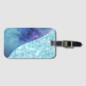 Eleganter blauer Moderner Gradientenstar Glitzer Gepäckanhänger (Vorderseite (Horizontal))