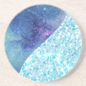 Eleganter blauer Moderner Gradientenstar Glitzer Getränkeuntersetzer (Vorne)