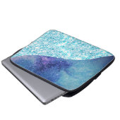 Eleganter blauer Moderner Gradientenstar Glitzer Laptopschutzhülle (Vorne Knopf)