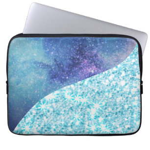 Eleganter blauer Moderner Gradientenstar Glitzer Laptopschutzhülle
