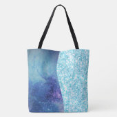Eleganter blauer Moderner Gradientenstar Glitzer Tasche (Rückseite)