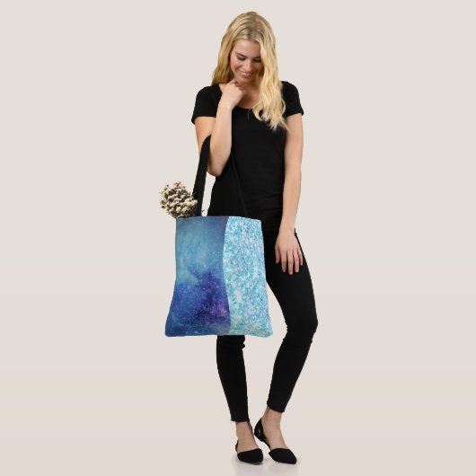 Eleganter blauer Moderner Gradientenstar Glitzer Tasche (Am Model)
