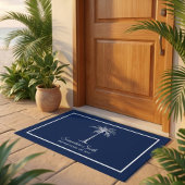 Eleganter Blauer Palmenbaum Personalisiert Fußmatte
