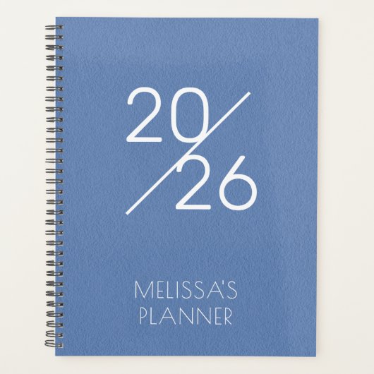 Eleganter blauer personalisierter 2026 Planer (Vorderseite)