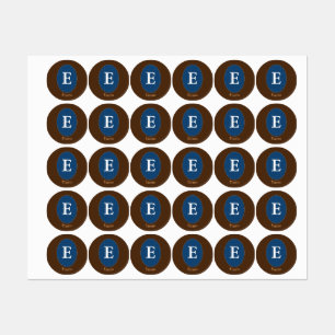 Eleganter blauer personalisierter Monogramm-Quadra Etiketten