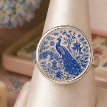 Eleganter blauer Pfau Mahjong Porzellan Stil