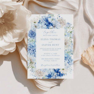 Eleganter Blauer Rahmen Hochzeit Einladung