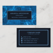 Eleganter blauer Rahmen und Marmor | Visitenkarte (Vorne/Hinten)