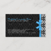 Eleganter blauer Ribbon Black & White Damasks 2b Visitenkarte (Rückseite)
