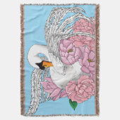 Eleganter blauer romantischer Schwan-Pfingstrosen- Decke (Vorderseite Vertikal)