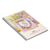 Eleganter blauer rosa Flüssig-Marmor-Gold-Monogram Notizblock (Rechte Seite)