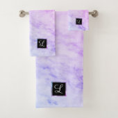 Eleganter blauer Rosa und Lila Ombre Texturierter Badhandtuch Set (Insitu)