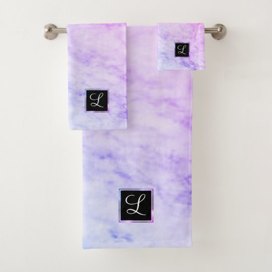 Eleganter blauer Rosa und Lila Ombre Texturierter Badhandtuch Set (Insitu)