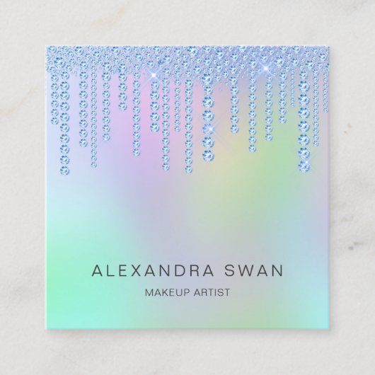 Eleganter blauer Rosa- und Minzdiamanten Quadratische Visitenkarte (Vorderseite)
