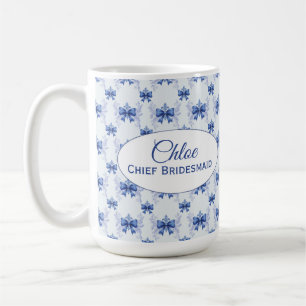 Eleganter blauer Schleifen-Brautjunggesellinnenabs Kaffeetasse