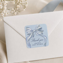 Eleganter blauer Schleifenjunge Baby Shower Dankes