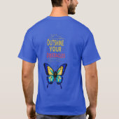 Eleganter Blauer Schmetterling: "Überwinden Sie Ih T-Shirt (Rückseite)