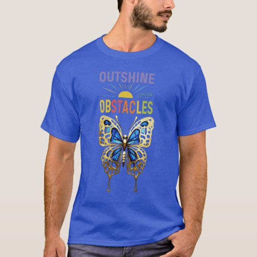 Eleganter Blauer Schmetterling: "Überwinden Sie Ih T-Shirt (Vorderseite)