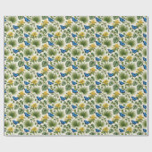 Eleganter blauer Schmetterlings-Botanik-Wrap Geschenkpapier (Flach)