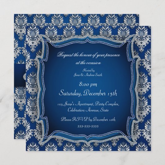 Eleganter Blauer Schmuckdampfer jede Einladung (Vorne/Hinten)