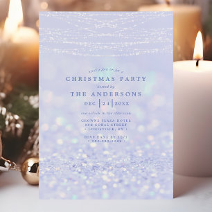 Eleganter blauer Silber Glitter Schnee Weihnachtsf Einladung
