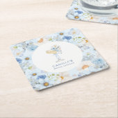 Eleganter blauer, sprudelnder Brunch-Brautjunggese Rechteckiger Pappuntersetzer (angewinkelt)